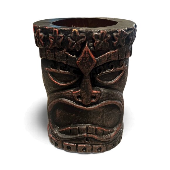 Luau Flame Idol Brown 10" Tiki Head Hawaiian Beach Patio Pool Party - Picture 3 of 6